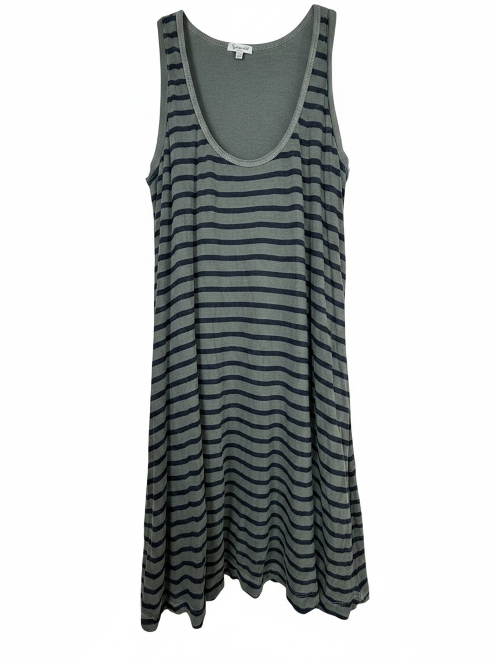 Splendid Striped Swing Tank Dress Olive/Black Size Small